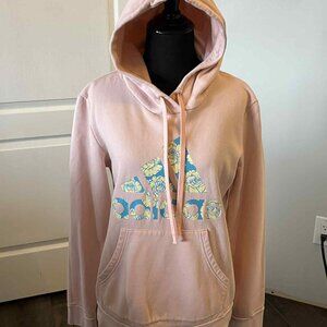 Adidas Women's Pink Hoodie with a Floral Logo size Medium